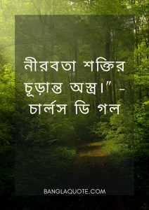 নীরবতা শক্তির চূড়ান্ত অস্ত্র।” – চার্লস ডি গল